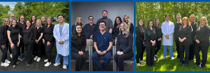Dentist Augusta ME Our Story all three locations teams for Gentle Family Dentistry are pictured