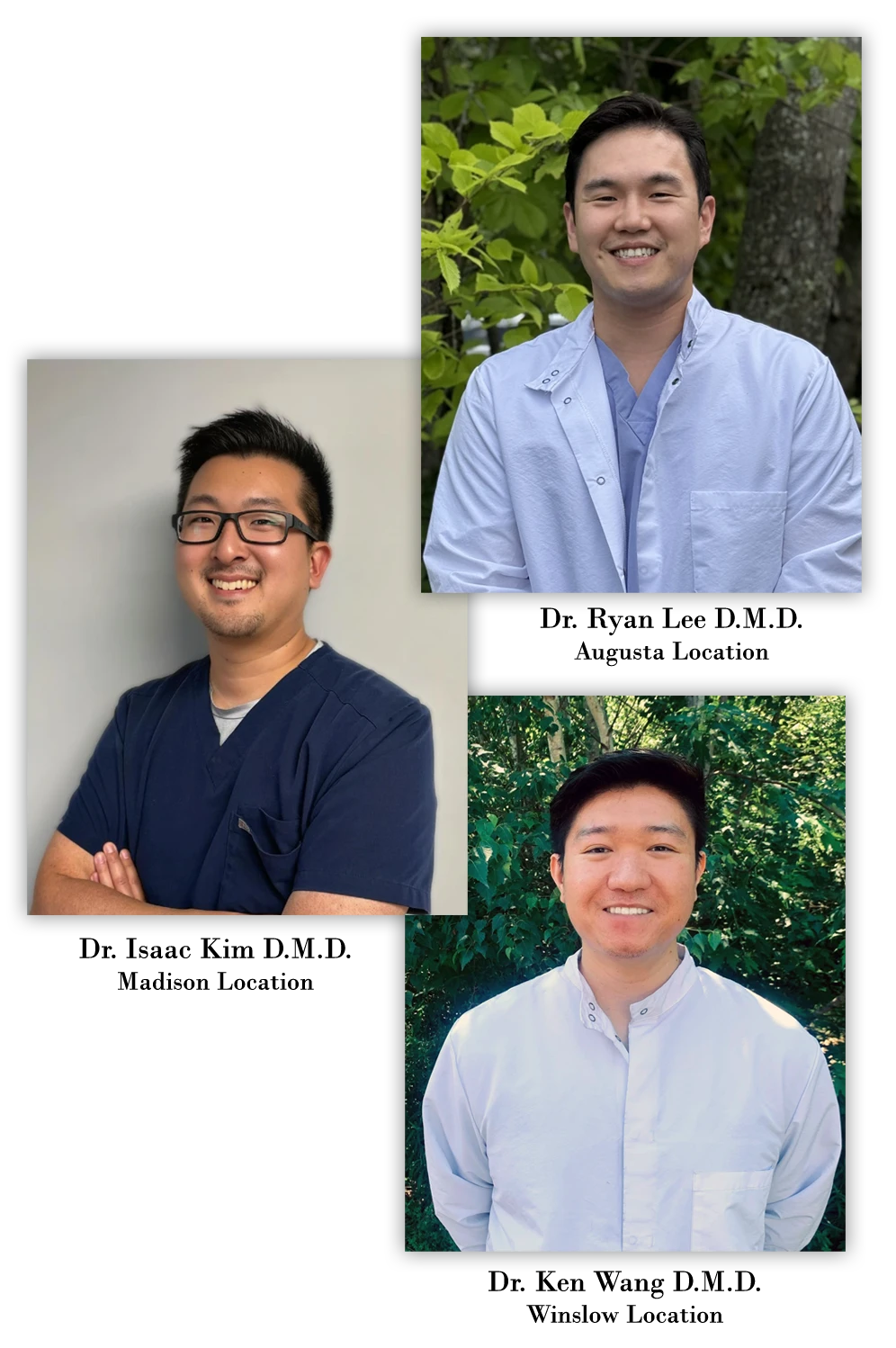 Dentist Augusta ME Ryan Lee Isaac Kim and Ken Wong About Us the three associated dentists at Gentle Family Dentistry, Ryan Lee, Isaac Kim and Ken Wong